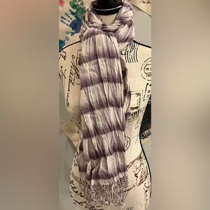 COTTON BLEND PURPLE AND WHITE LARGE SCARF
